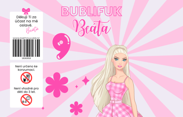 etiketa na bublifuk barbie